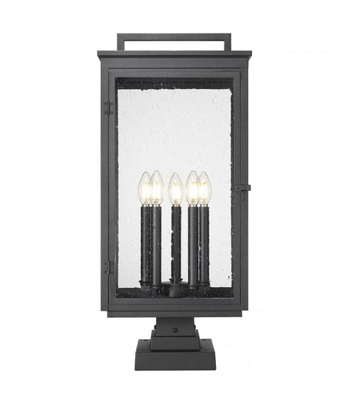 Z-Lite Hartwell 5 Light Outdoor Pier Mounted Fixture in Sand Black Finish Model: 5019PHXLS-SQPM-BK