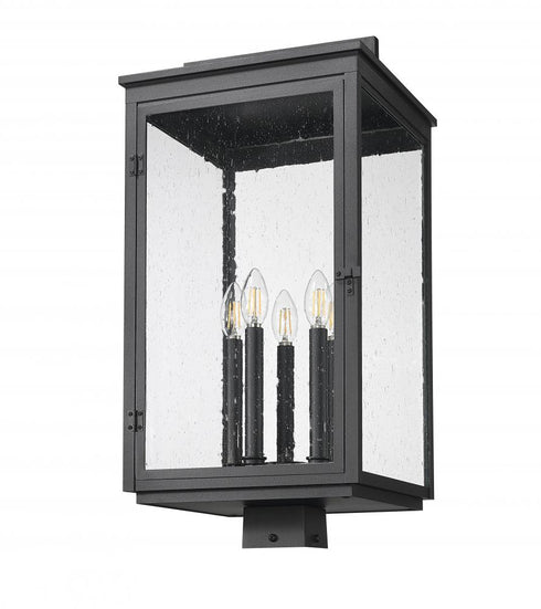 Z-Lite Hartwell 5 Light Outdoor Post Mount Fixture in Sand Black Finish Model: 5019PHXLS-BK