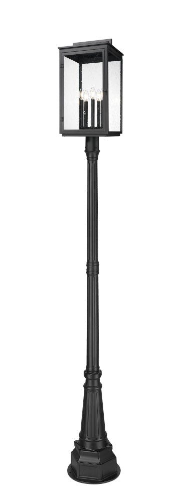 Z-Lite Hartwell 5 Light Outdoor Post Mounted Fixture in Sand Black Finish Model: 5019PHXLR-564P-BK