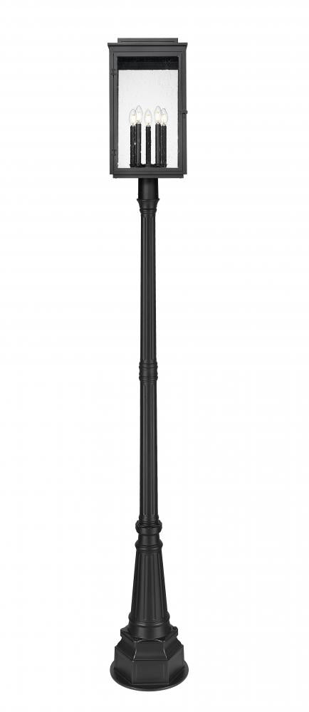 Z-Lite Hartwell 5 Light Outdoor Post Mounted Fixture in Sand Black Finish Model: 5019PHXLR-564P-BK