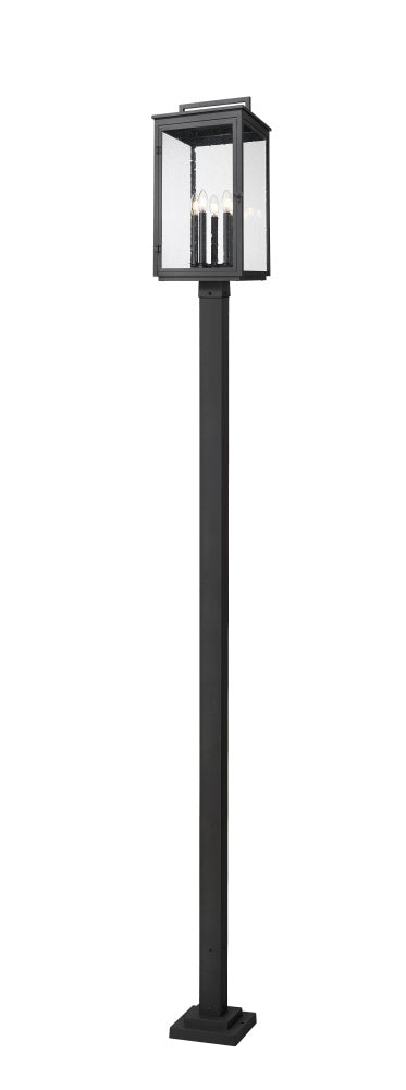 Z-Lite Hartwell 5 Light Outdoor Post Mounted Fixture in Sand Black Finish Model: 5019PHXLS-536P-BK