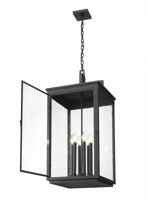 Z-Lite Hartwell 6 Light Outdoor Chain Mount Ceiling Fixture in Sand Black Finish Model: 5019CHXXL-BK