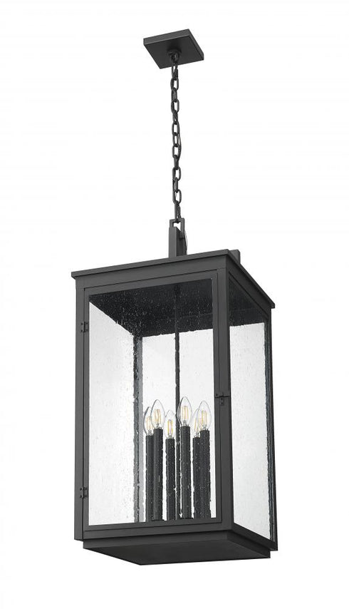 Z-Lite Hartwell 6 Light Outdoor Chain Mount Ceiling Fixture in Sand Black Finish Model: 5019CHXXL-BK