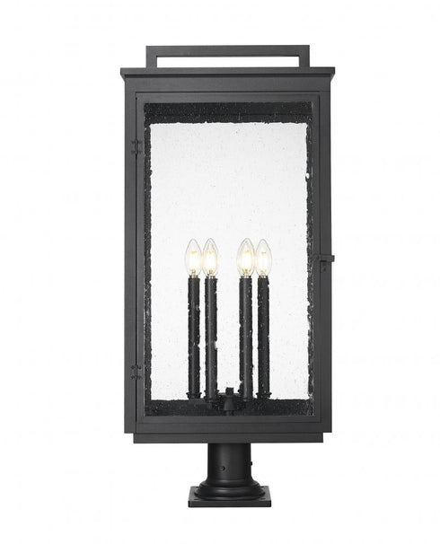 Z-Lite Hartwell 6 Light Outdoor Pier Mounted Fixture in Sand Black Finish Model: 5019PHXXLR-533PM-BK