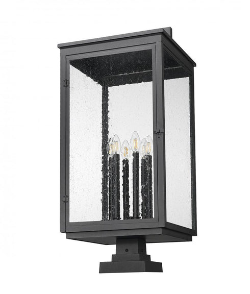 Z-Lite Hartwell 6 Light Outdoor Pier Mounted Fixture in Sand Black Finish Model: 5019PHXXLS-SQPM-BK