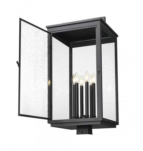 Z-Lite Hartwell 6 Light Outdoor Post Mount Fixture in Sand Black Finish Model: 5019PHXXLS-BK