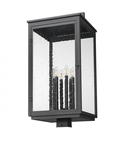 Z-Lite Hartwell 6 Light Outdoor Post Mount Fixture in Sand Black Finish Model: 5019PHXXLS-BK