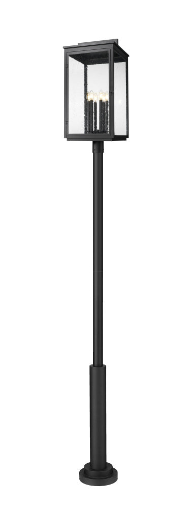 Z-Lite Hartwell 6 Light Outdoor Post Mounted Fixture in Sand Black Finish Model: 5019PHXXLR-5010P-BK