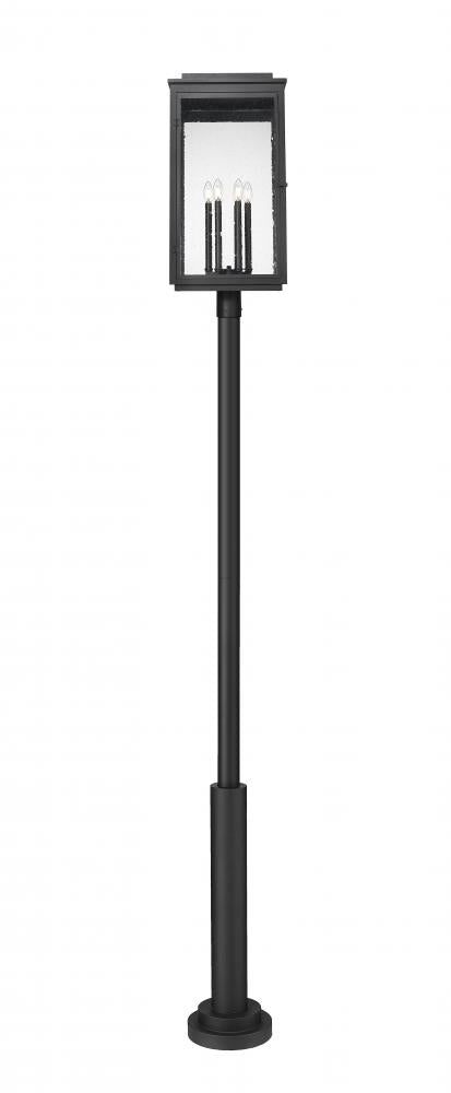 Z-Lite Hartwell 6 Light Outdoor Post Mounted Fixture in Sand Black Finish Model: 5019PHXXLR-5010P-BK