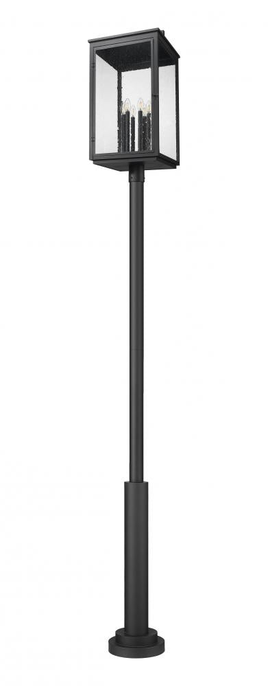 Z-Lite Hartwell 6 Light Outdoor Post Mounted Fixture in Sand Black Finish Model: 5019PHXXLR-5010P-BK