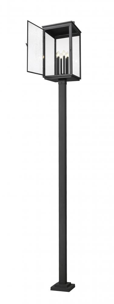 Z-Lite Hartwell 6 Light Outdoor Post Mounted Fixture in Sand Black Finish Model: 5019PHXXLS-536P-BK