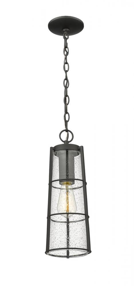 Z-Lite Helix 1 Light Outdoor Chain Mount Ceiling Fixture in Black Finish Model: 591CHB-BK