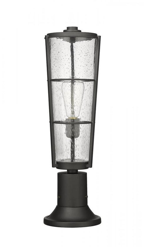Z-Lite Helix 1 Light Outdoor Pier Mounted Fixture in Black Finish Model: 591PHB-553PM-BK