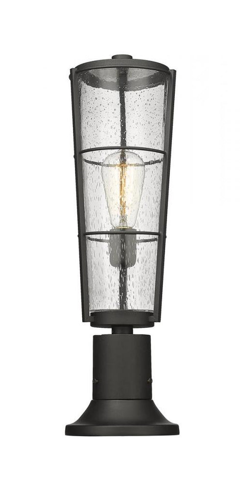Z-Lite Helix 1 Light Outdoor Pier Mounted Fixture in Black Finish Model: 591PHB-553PM-BK