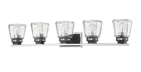 Z-Lite Jackson 5 Light Vanity in Chrome + Matte Black Finish Model: 474-5V-CH-MB