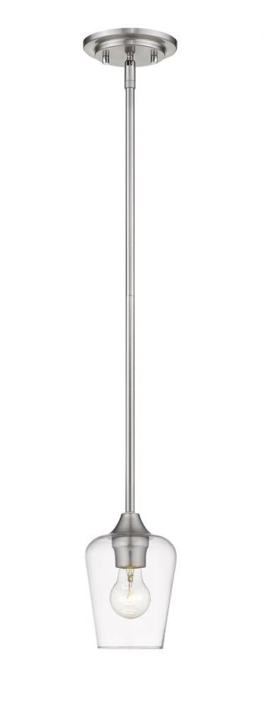 Z-Lite Joliet 1 Light Pendant in Brushed Nickel Finish Model: 473MP-BN
