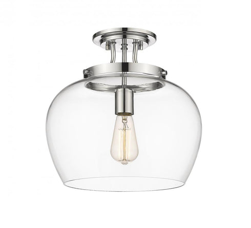 Z-Lite Joliet 1 Light Semi Flush Mount in Brushed Nickel Finish Model: 473SF13-BN