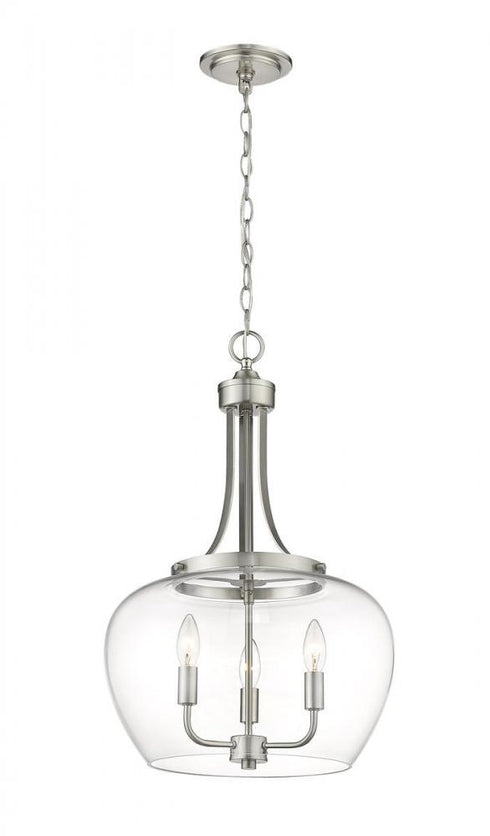 Z-Lite Joliet 3 Light Pendant in Brushed Nickel Finish Model: 473P16-BN