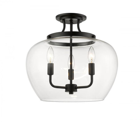 Z-Lite Joliet 3 Light Semi Flush Mount in Brushed Nickel Finish Model: 473SF-BN