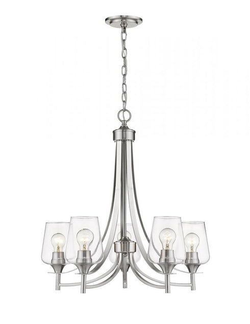 Z-Lite Joliet 5 Light Chandelier in Brushed Nickel Finish Model: 473-5BN