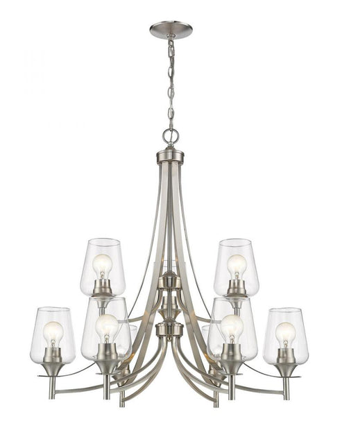 Z-Lite Joliet 9 Light Chandelier in Brushed Nickel Finish Model: 473-9BN