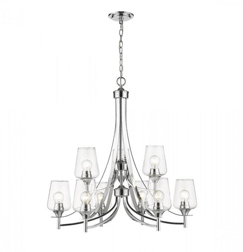 Z-Lite Joliet 9 Light Chandelier in Brushed Nickel Finish Model: 473-9BN