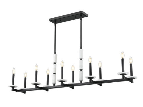 Z-Lite Kaden 10 Light Linear Chandelier in Matte Black Finish Model: 3045-10L-MB