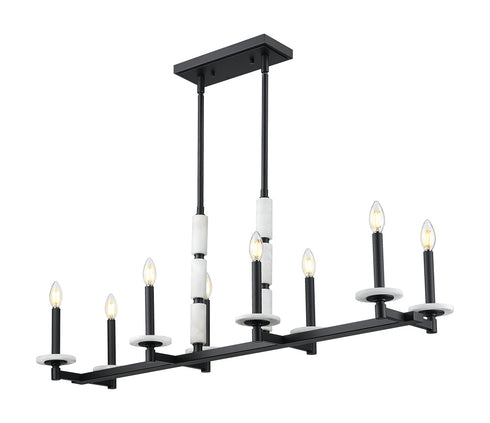 Z-Lite Kaden 8 Light Linear Chandelier in Matte Black Finish Model: 3045-8L-MB