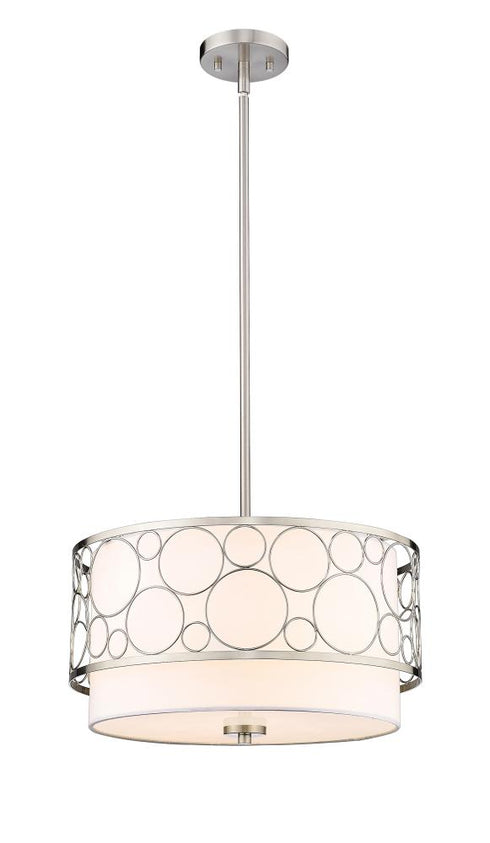 Z-Lite Kendall 3 Light Pendant in Brushed Nickel Finish Model: 197-17BN