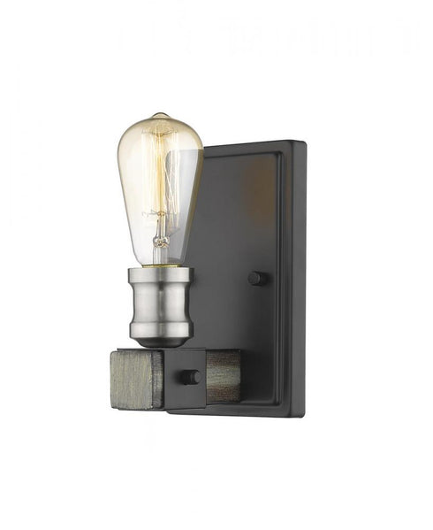 Z-Lite Kirkland 1 Light Wall Sconce in Ashen Barnboard Finish Model: 472-1S-ABB