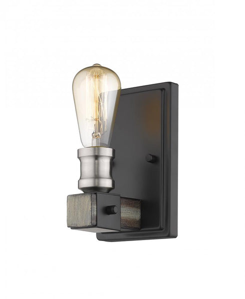 Z-Lite Kirkland 1 Light Wall Sconce in Ashen Barnboard Finish Model: 472-1S-ABB