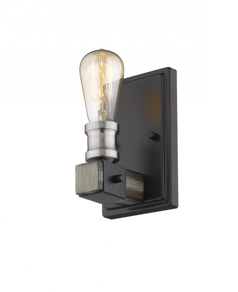 Z-Lite Kirkland 1 Light Wall Sconce in Ashen Barnboard Finish Model: 472-1S-ABB