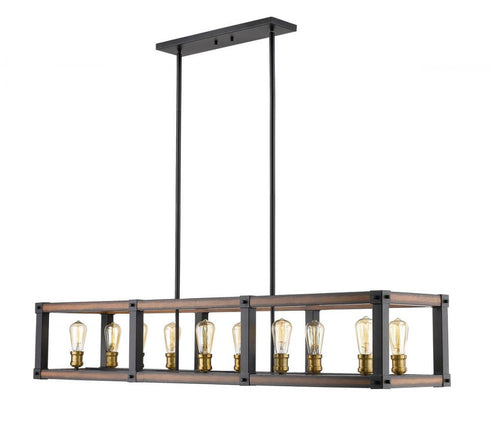 Z-Lite Kirkland 10 Light Linear Chandelier in Rustic Mahogany Finish Model: 472-10L-RM