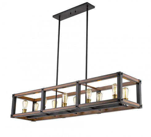 Z-Lite Kirkland 10 Light Linear Chandelier in Rustic Mahogany Finish Model: 472-10L-RM