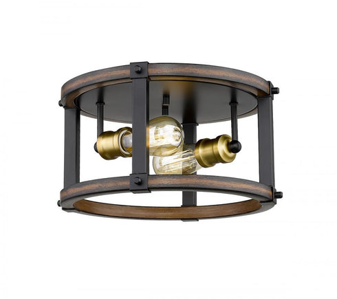 Z-Lite Kirkland 2 Light Flush Mount in Ashen Barnboard Finish Model: 472F2R-ABB
