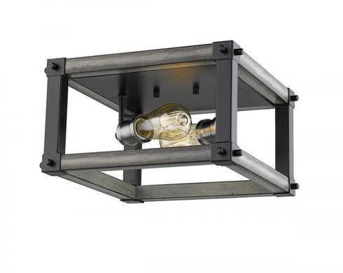 Z-Lite Kirkland 2 Light Flush Mount in Ashen Barnboard Finish Model: 472F2S-ABB