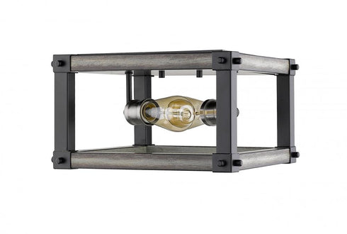 Z-Lite Kirkland 2 Light Flush Mount in Ashen Barnboard Finish Model: 472F2S-ABB