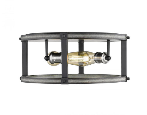 Z-Lite Kirkland 3 Light Flush Mount in Ashen Barnboard Finish Model: 472F3R-ABB