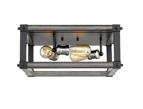 Z-Lite Kirkland 3 Light Flush Mount in Ashen Barnboard Finish Model: 472F3S-ABB
