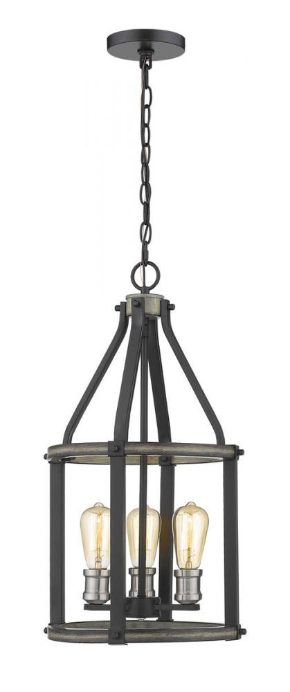 Z-Lite Kirkland 3 Light Pendant in Ashen Barnboard Finish Model: 472-3P-ABB