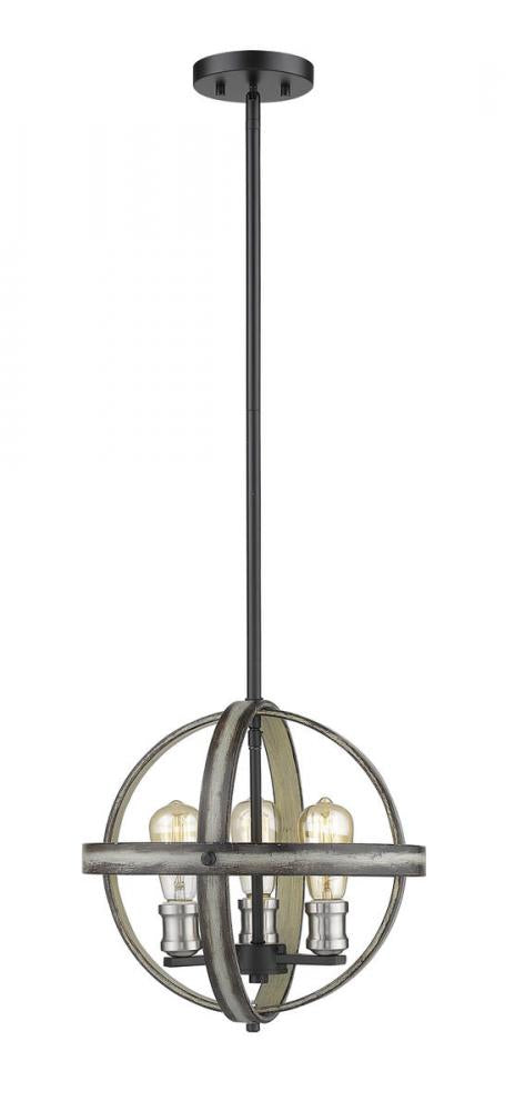 Z-Lite Kirkland 3 Light Pendant in Ashen Barnboard Finish Model: 472B14-ABB
