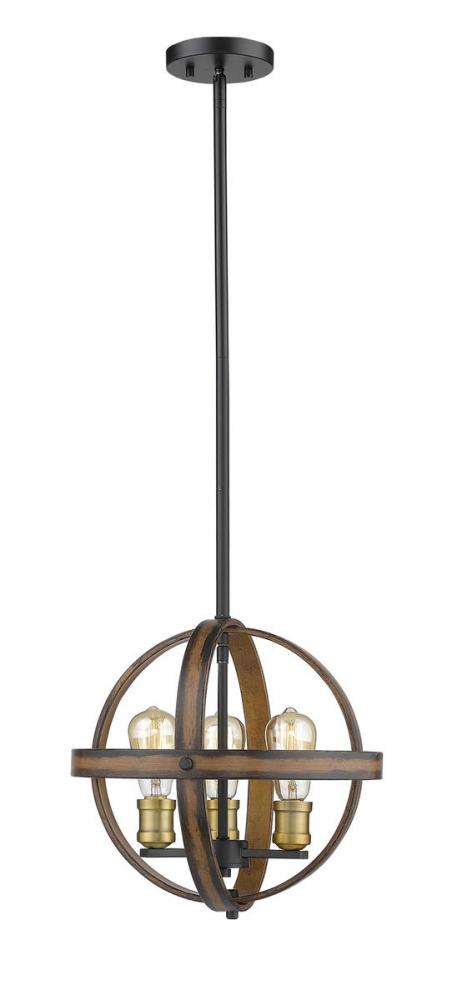 Z-Lite Kirkland 3 Light Pendant in Ashen Barnboard Finish Model: 472B14-ABB