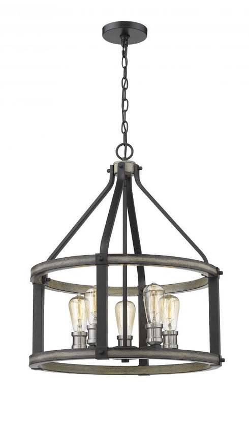 Z-Lite Kirkland 5 Light Chandelier in Ashen Barnboard Finish Model: 472-5D-ABB