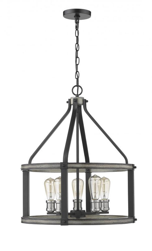 Z-Lite Kirkland 5 Light Chandelier in Ashen Barnboard Finish Model: 472-5D-ABB
