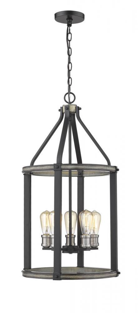 Z-Lite Kirkland 5 Light Chandelier in Ashen Barnboard Finish Model: 472-5P-ABB