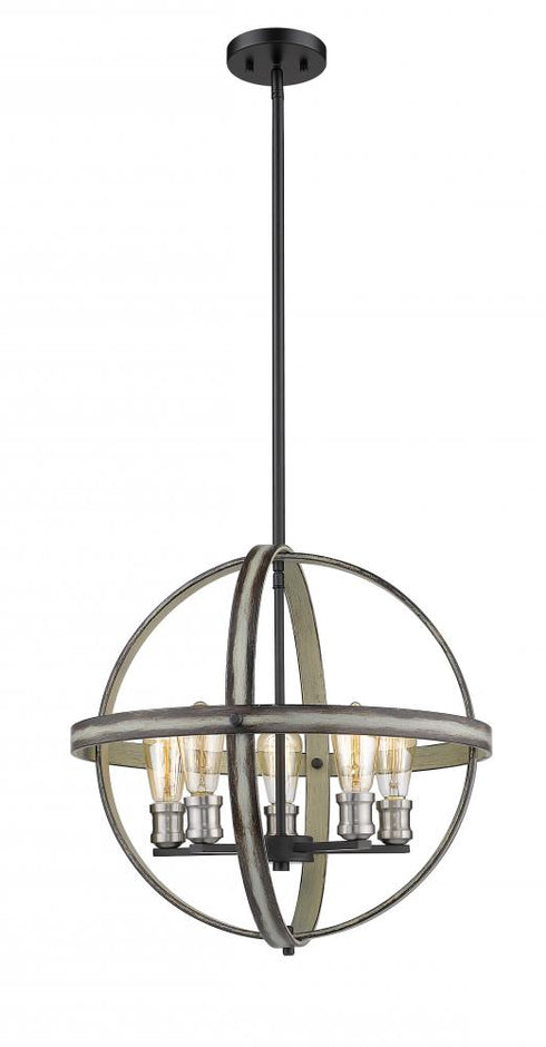 Z-Lite Kirkland 5 Light Chandelier in Ashen Barnboard Finish Model: 472B20-ABB