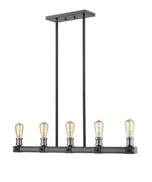 Z-Lite Kirkland 5 Light Linear Chandelier in Ashen Barnboard Finish Model: 472-5L-ABB