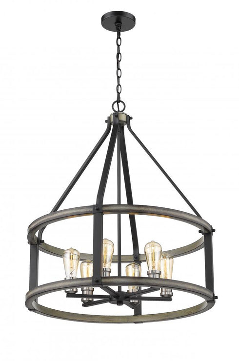 Z-Lite Kirkland 6 Light Chandelier in Ashen Barnboard Finish Model: 472-6D-ABB
