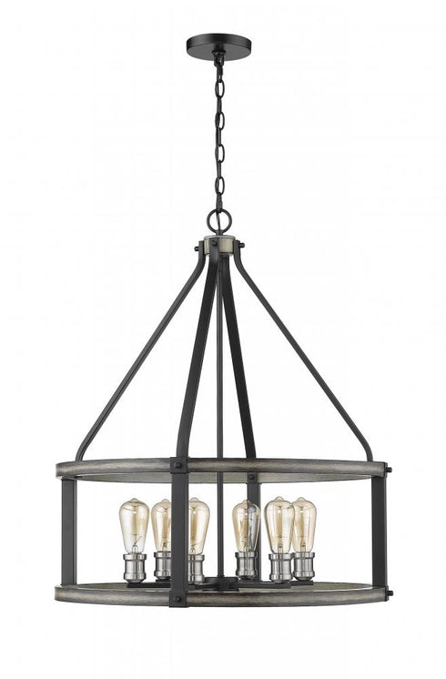 Z-Lite Kirkland 6 Light Chandelier in Ashen Barnboard Finish Model: 472-6D-ABB
