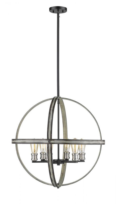 Z-Lite Kirkland 6 Light Chandelier in Ashen Barnboard Finish Model: 472B26-ABB